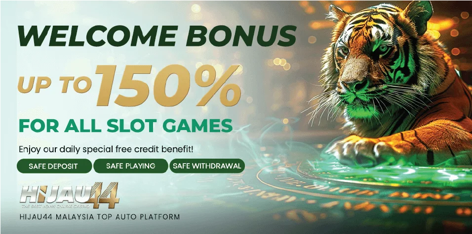 Hijau44 Banner Welcome bonus for slot games.